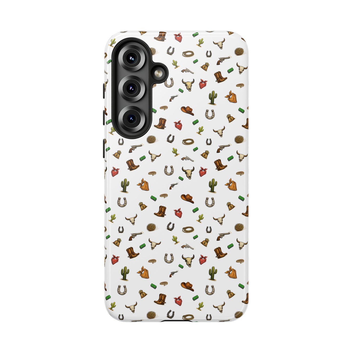 Western Pattern Phone Case — Cowboy Boots, Hats, Horseshoes & Cactus Tough Case