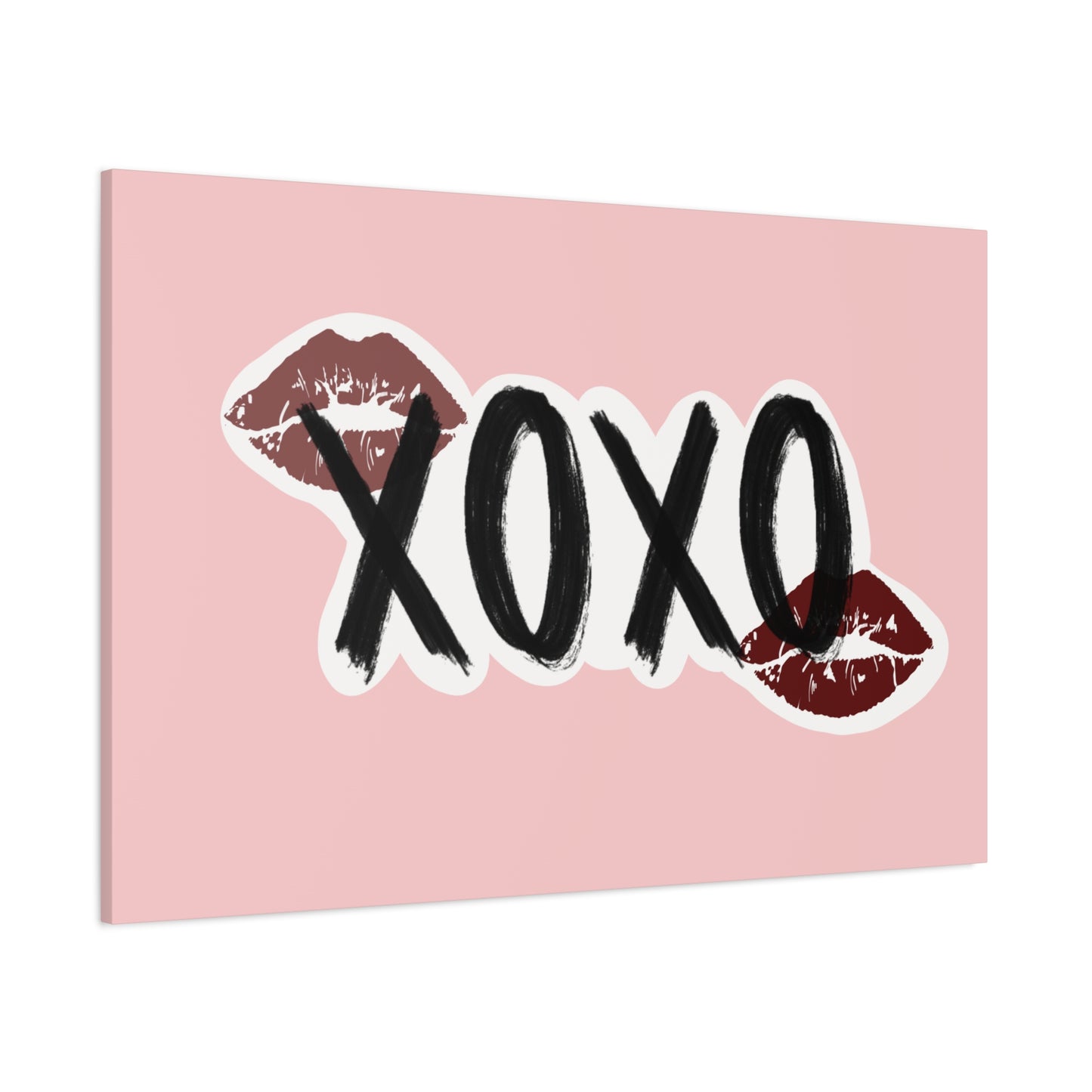 XOXO Kiss Wall Canvas — Pink Romantic Home Décor for Valentine’s Day