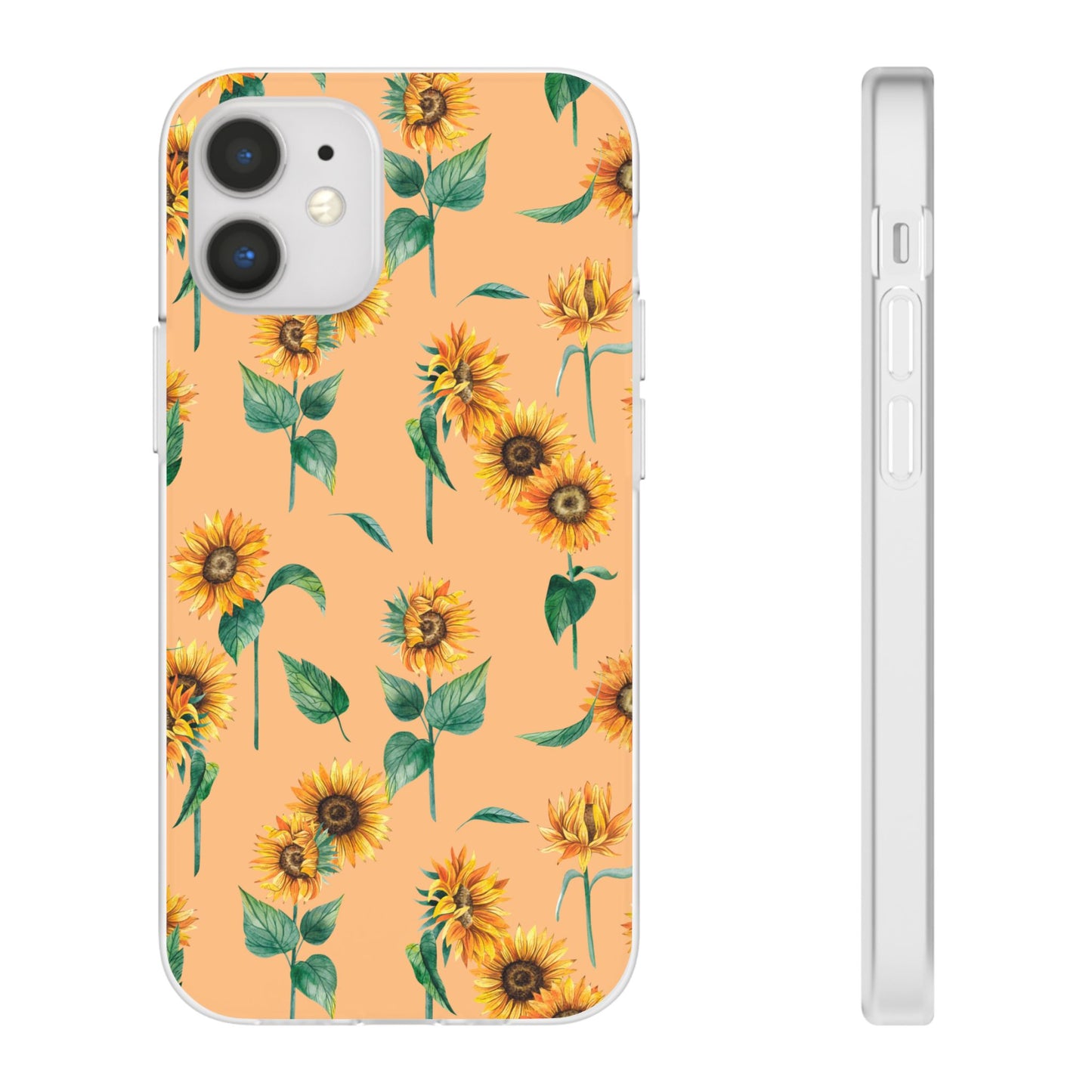 Sunflower Pattern Flexi Case — Floral Phone Case on Peach Background