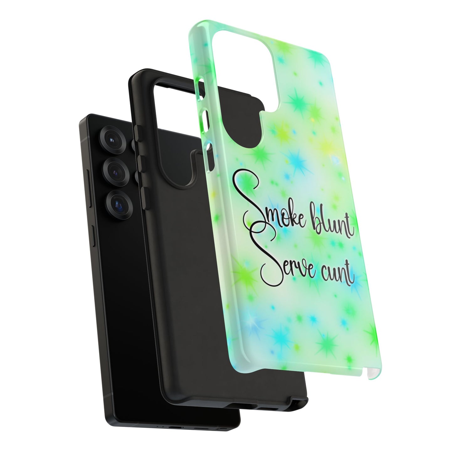 Phone Case — "Smoke blunt Serve cunt" Green Starburst Protective Case