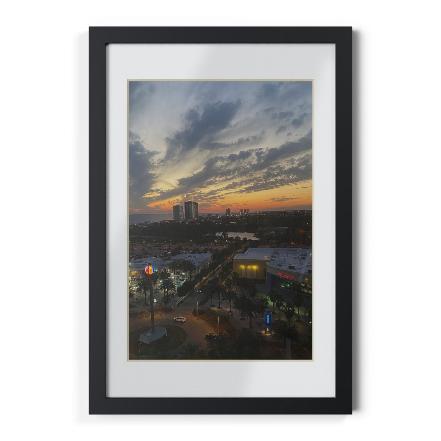 Black Framed Sunset Photo Poster — City Skyline Wall Art