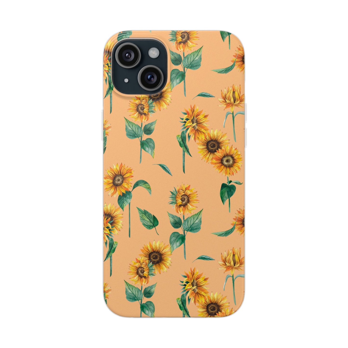 Sunflower Pattern Flexi Case — Floral Phone Case on Peach Background