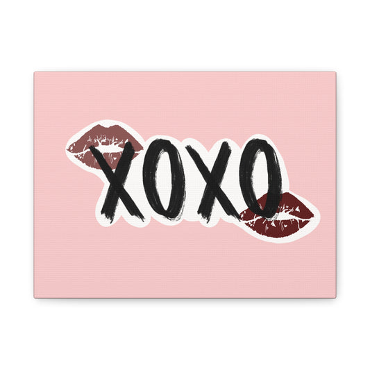 XOXO Kiss Wall Canvas — Pink Romantic Home Décor for Valentine’s Day
