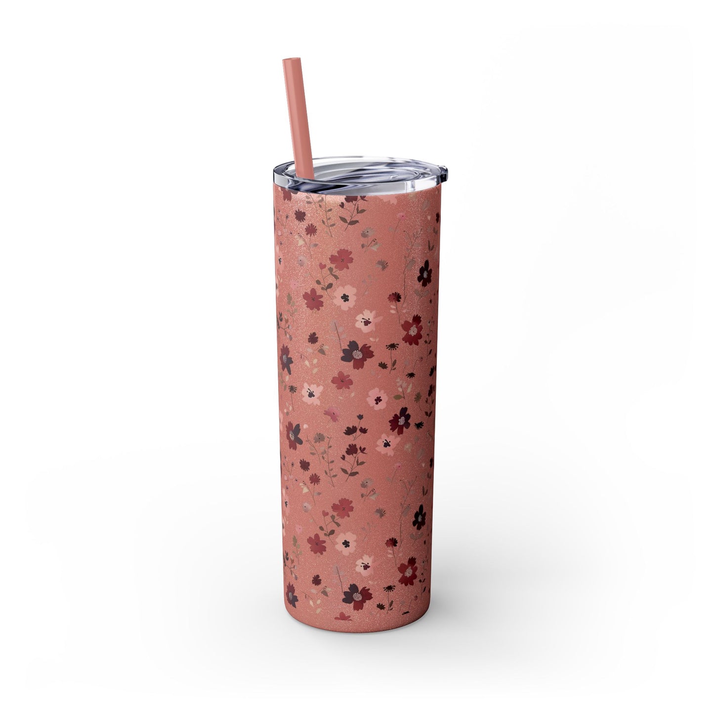 Floral Skinny Tumbler 20oz – Pink Blossom Straw Cup