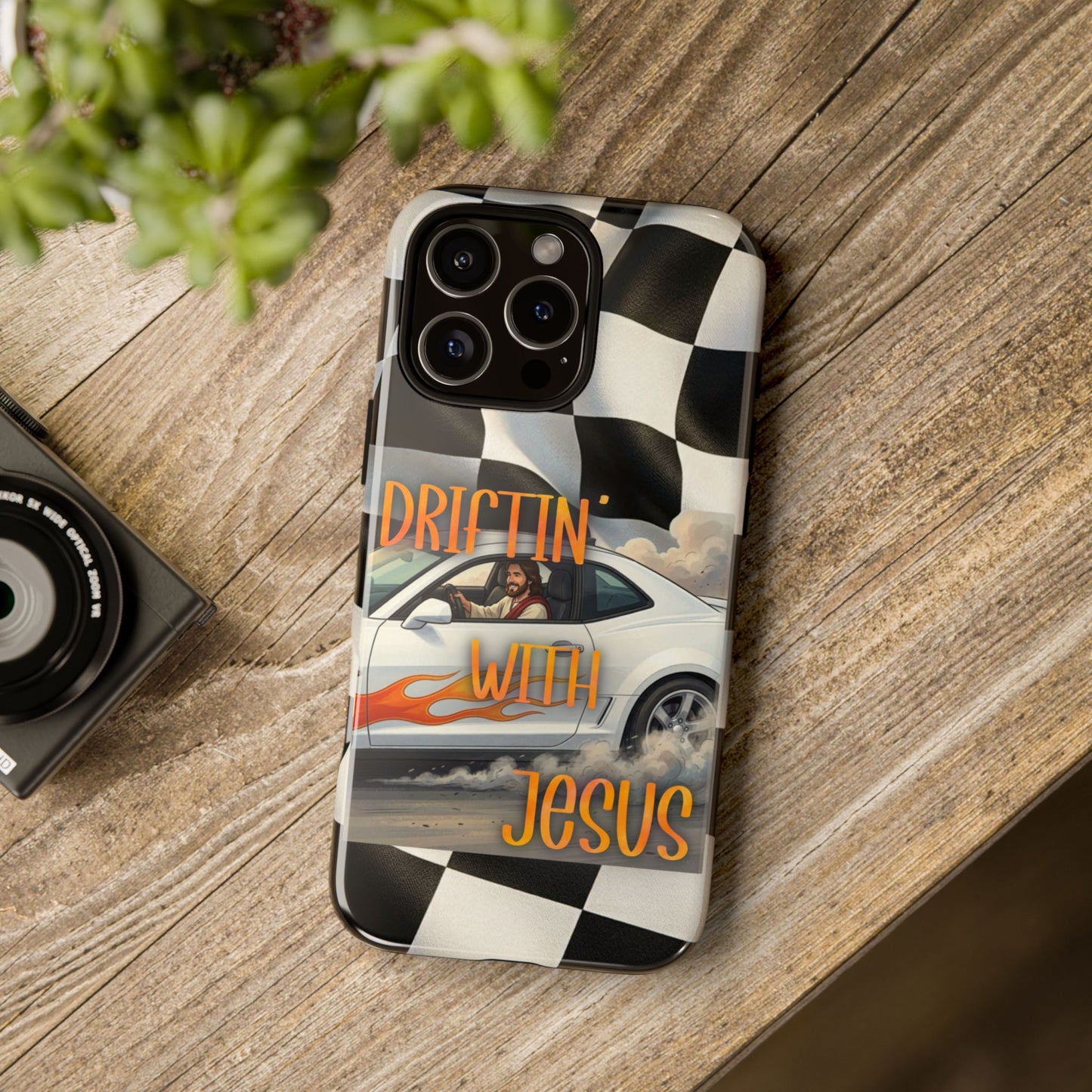 Phone Case — "Driftin' with Jesus" Racing Flag Design- iPhone