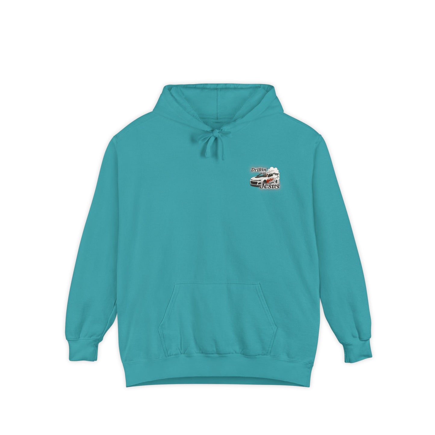 Classic Car Hoodie — Small Chest Graphic “drifting with jesus" Pullover