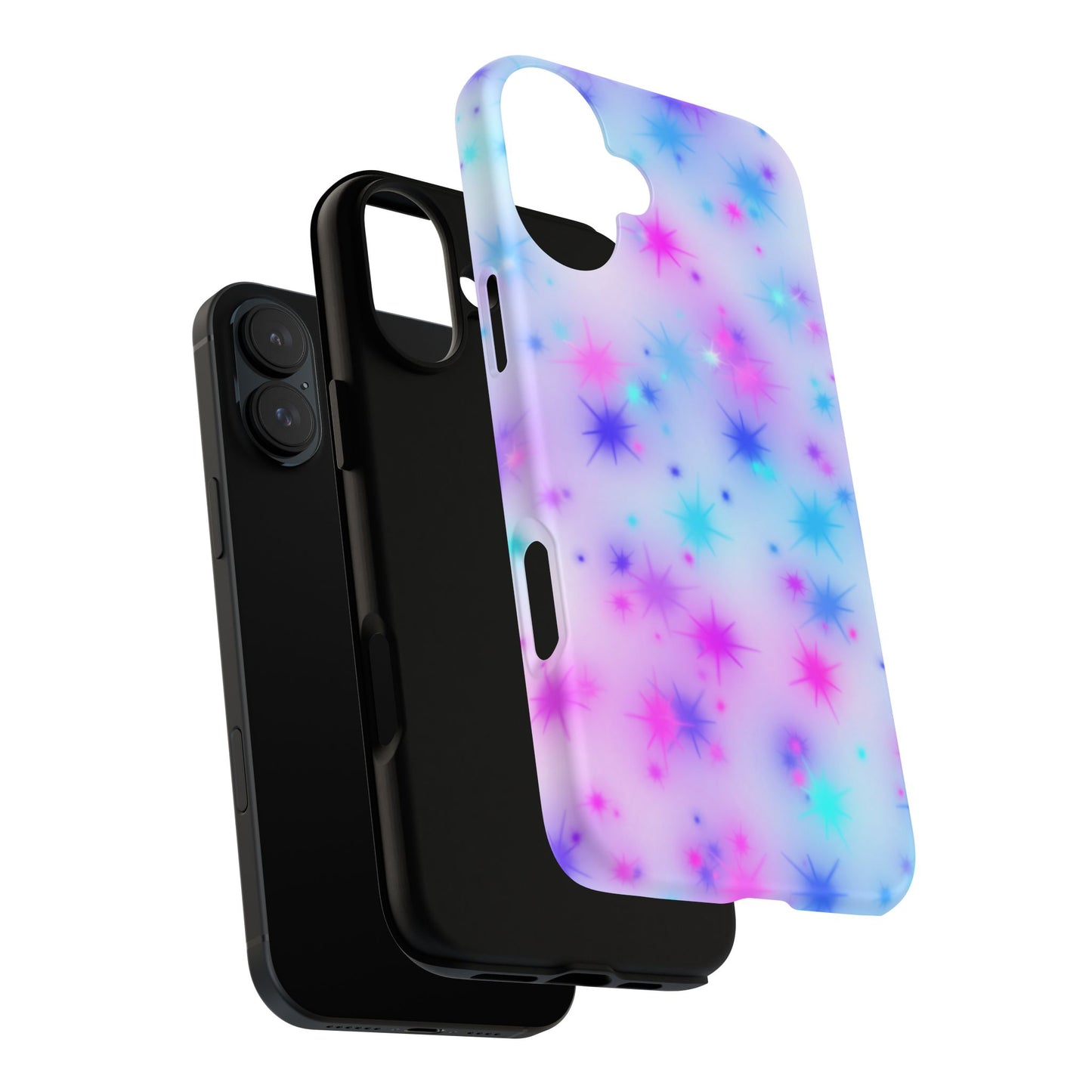 Galaxy Starburst Tough Phone Case — Pastel Pink & Blue Sparkle Protective Cover