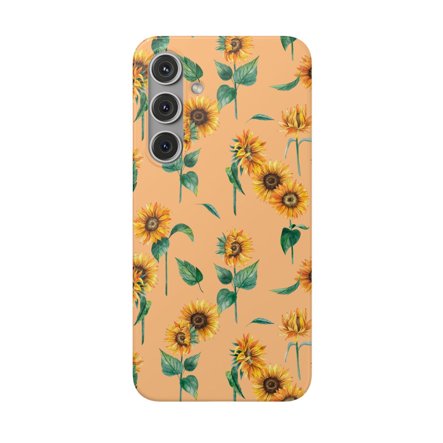 Sunflower Pattern Phone Case — Floral Peach Slim Flexi Case