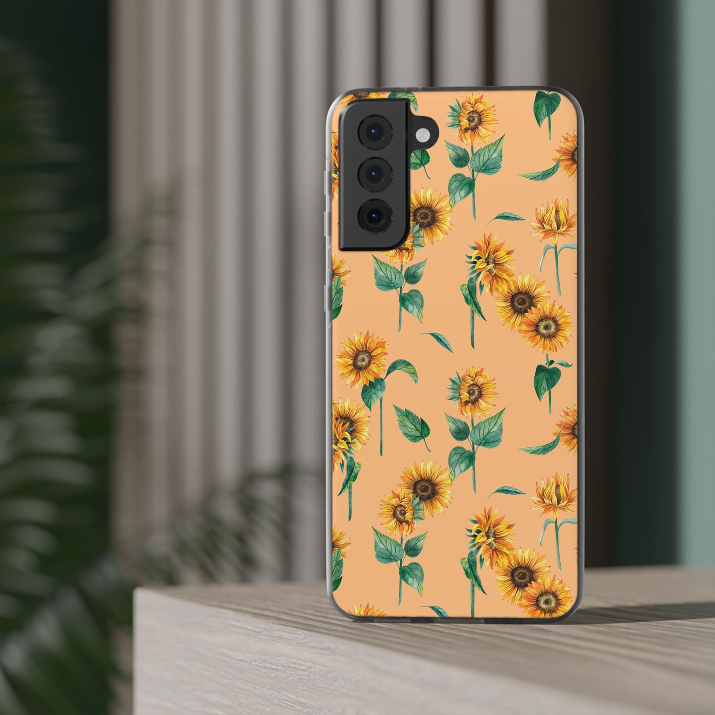 Sunflower Pattern Phone Case — Floral Peach Slim Flexi Case