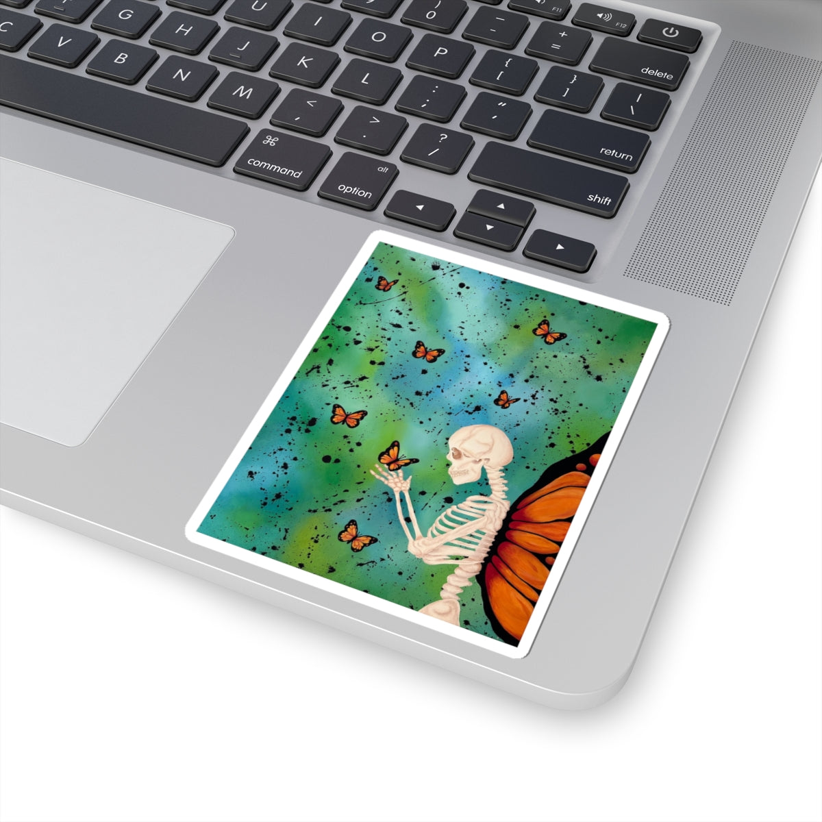 Sticker — Skeleton with Monarch Wings & Butterflies Kiss-Cut Sticker