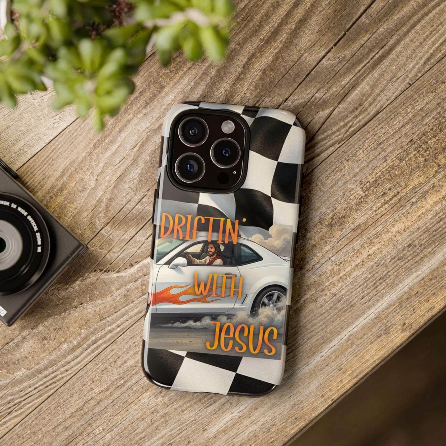 Phone Case — "Driftin' with Jesus" Racing Flag Design- iPhone