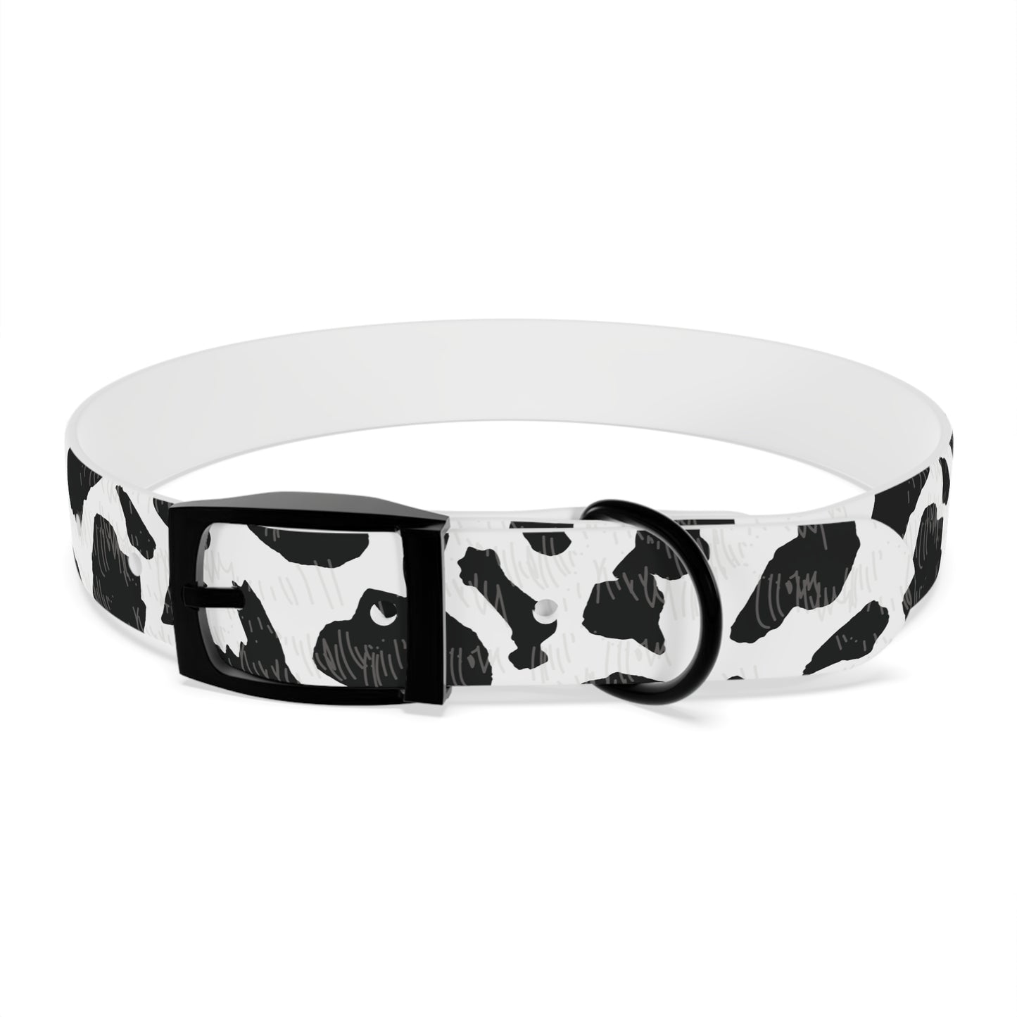 Cow Print Dog Collar — Black & White Spot Pattern