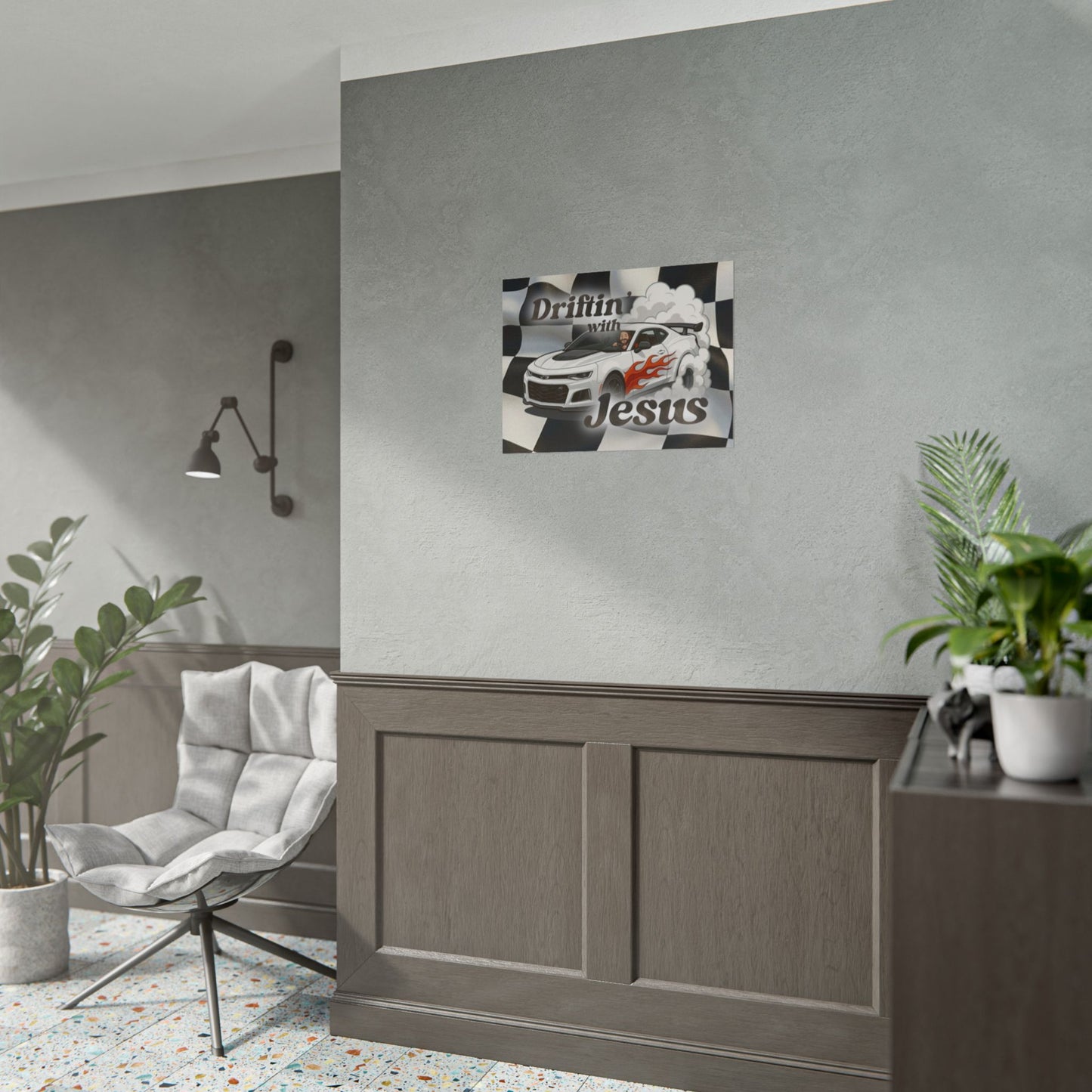 Rolled Poster — "Driftin' with Jesus" Racing Car Wall Art