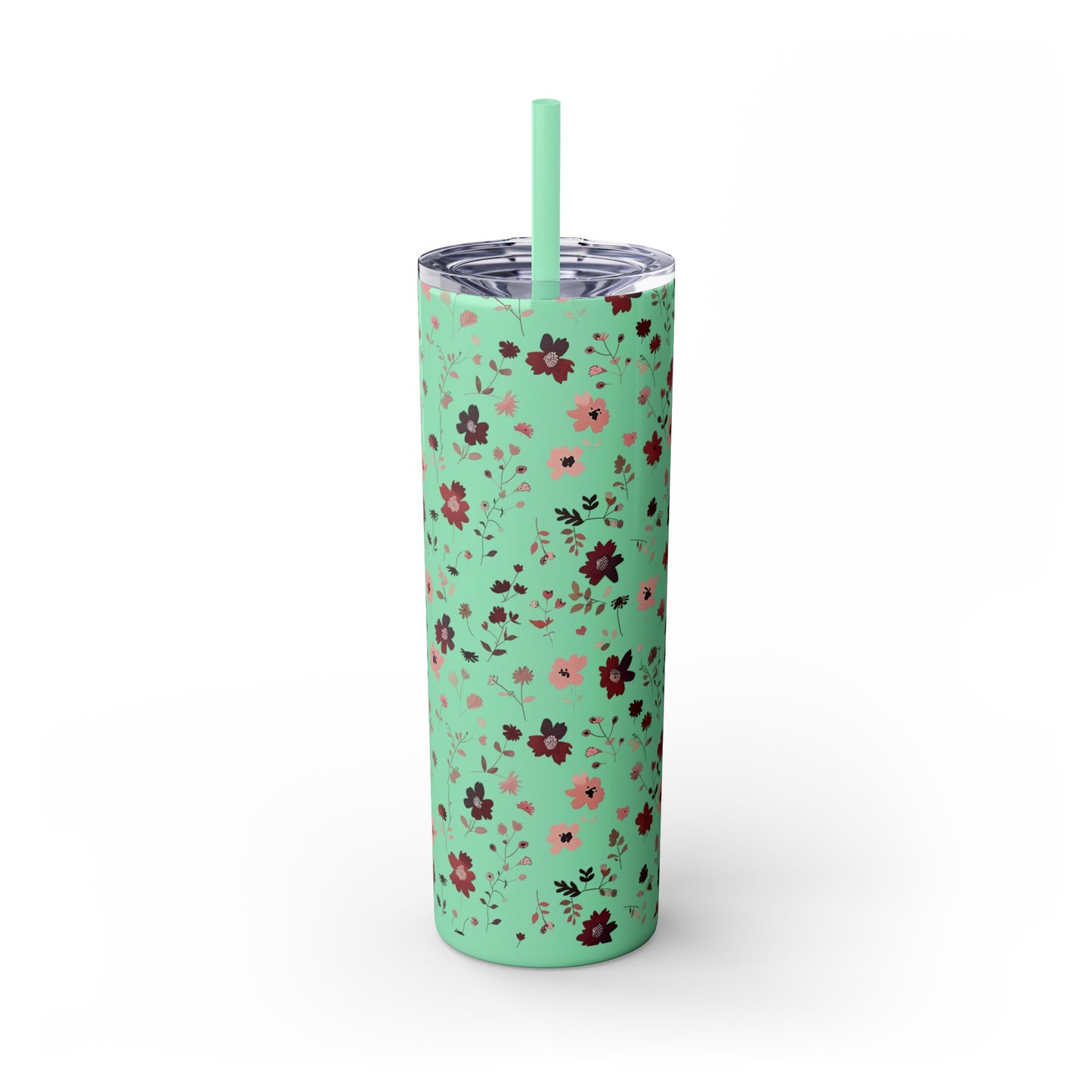 Floral Skinny Tumbler 20oz – Pink Blossom Straw Cup