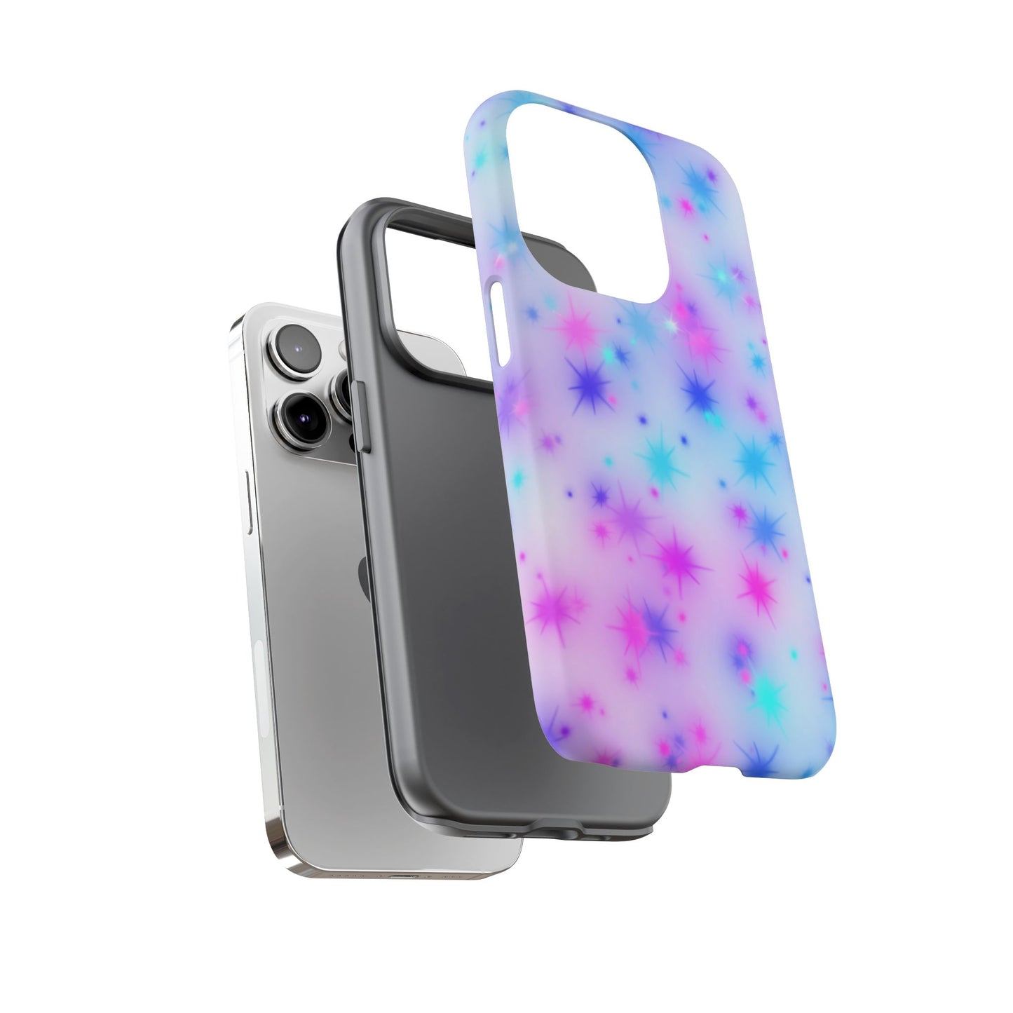 Galaxy Starburst Tough Phone Case — Pastel Pink & Blue Sparkle Protective Cover