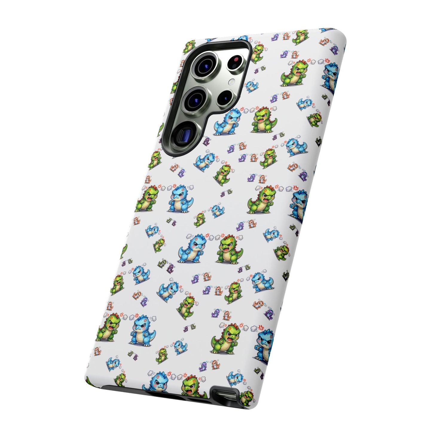 Cute Dino Pattern Phone Case — Playful Cartoon Dinosaur Tough Phone Cover