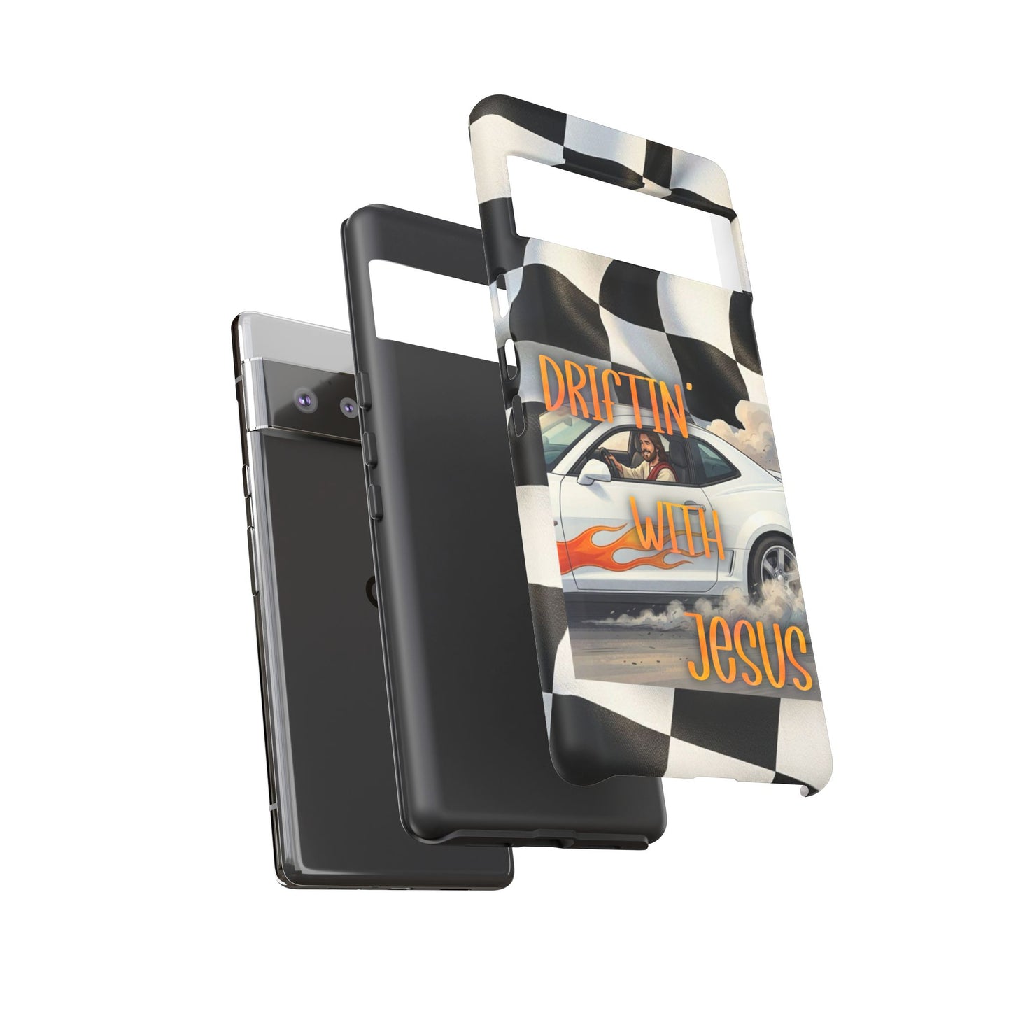 Phone Case — "Driftin' With Jesus" Racing Crosscheck Design - Samsung/ Google phones