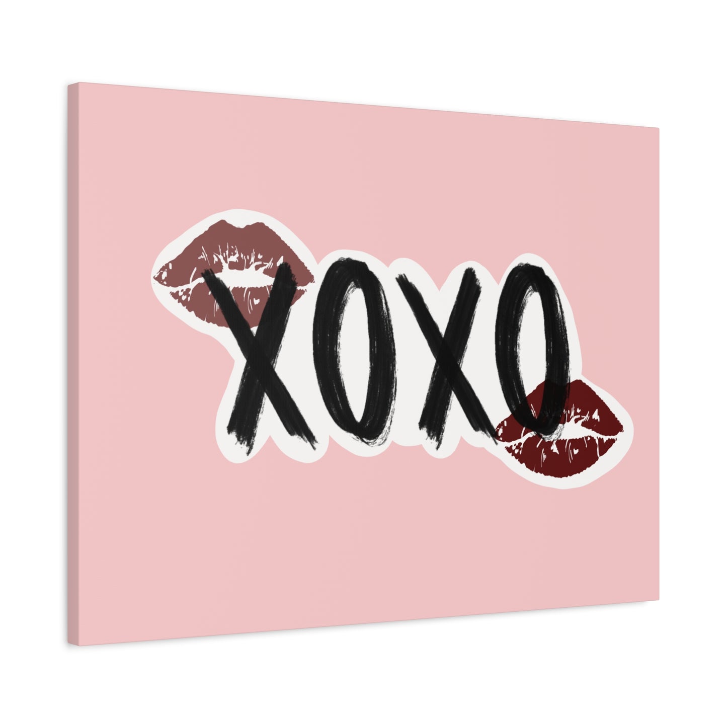 XOXO Kiss Wall Canvas — Pink Romantic Home Décor for Valentine’s Day