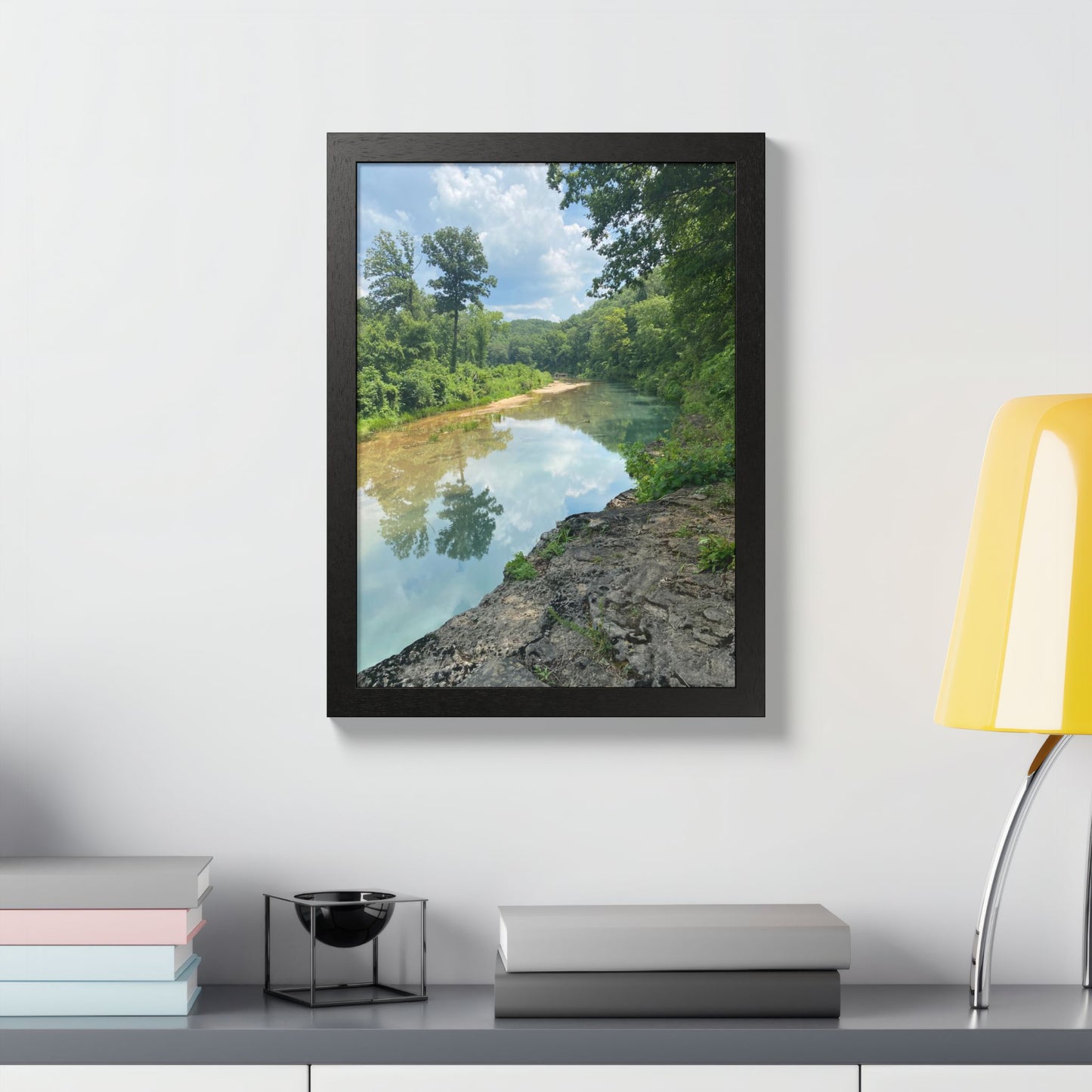 Framed Nature Poster — Serene River Landscape Wall Art