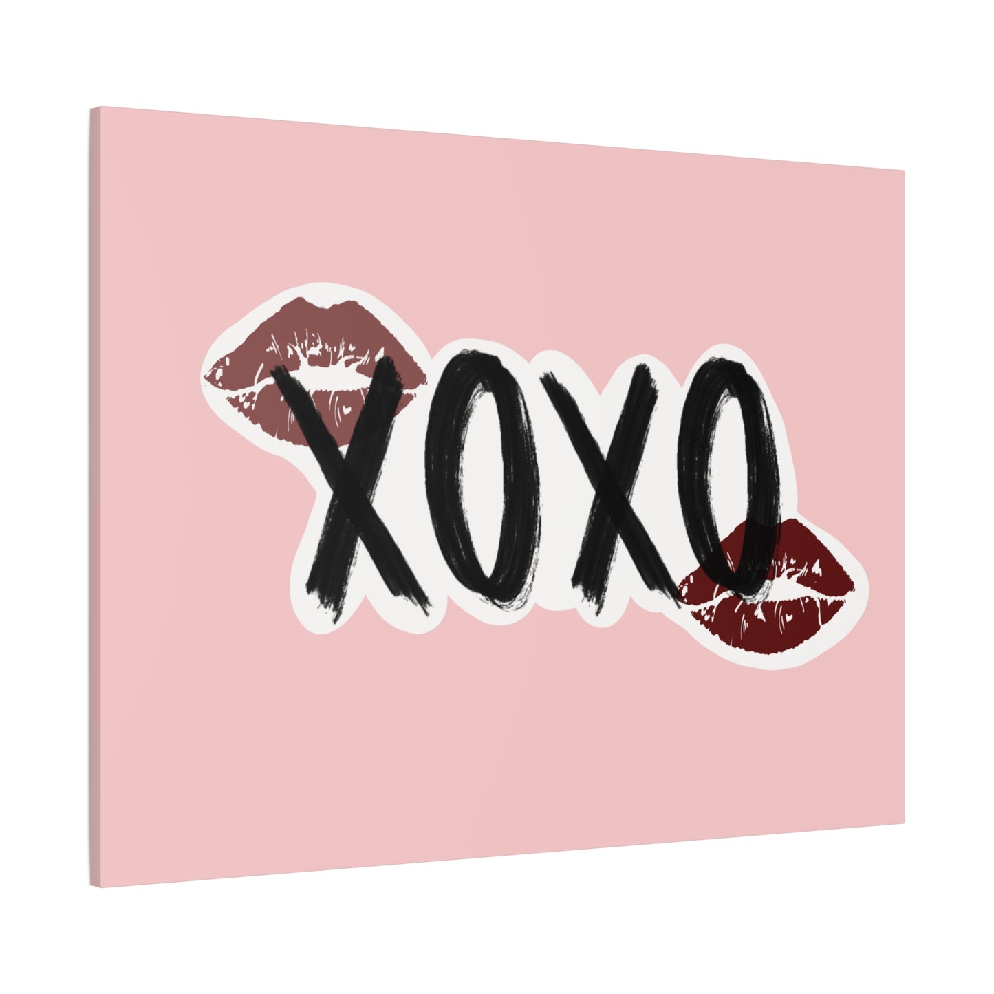 XOXO Kiss Wall Canvas — Pink Romantic Home Décor for Valentine’s Day