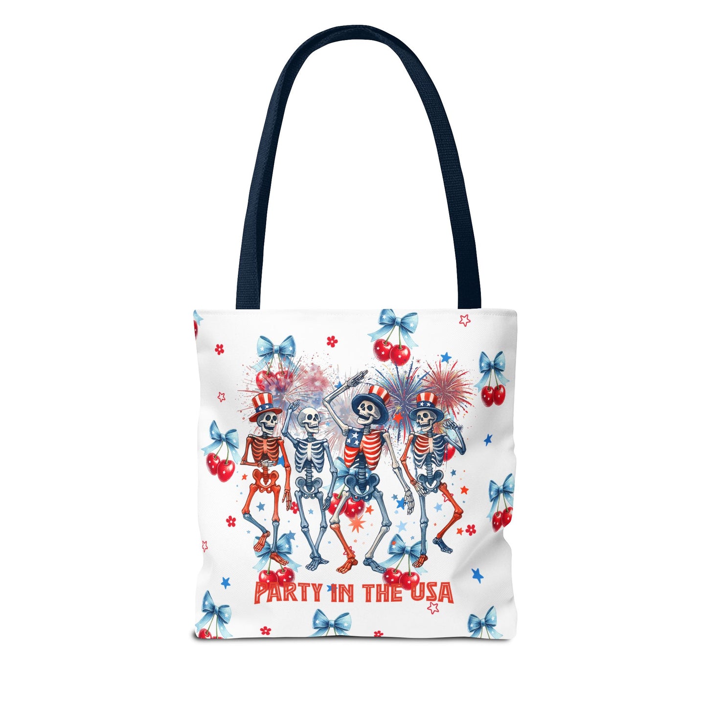 Patriotic Skeletons Tote Bag — "Party in the USA" 4th of July All-Over Print