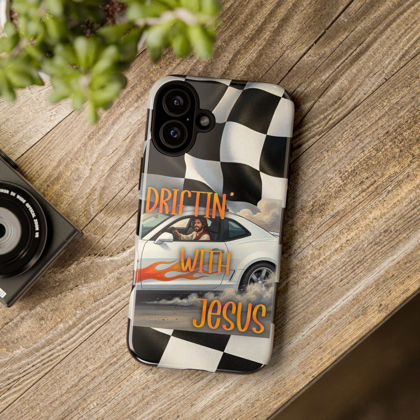 Phone Case — "Driftin' with Jesus" Racing Flag Design- iPhone