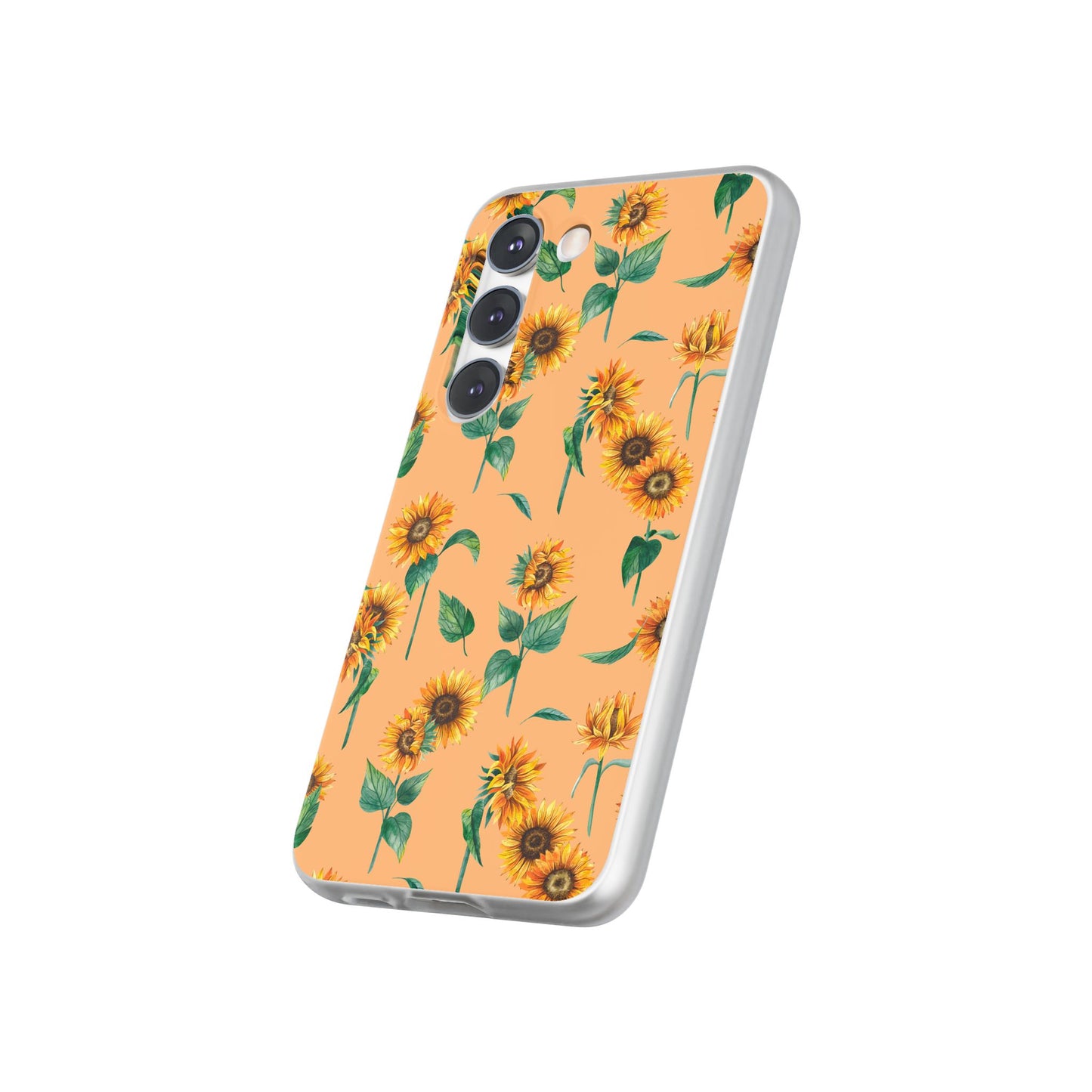 Sunflower Pattern Phone Case — Floral Peach Slim Flexi Case