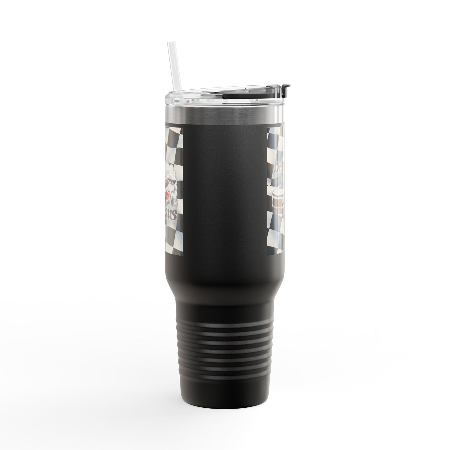 40oz Insulated Travel Mug — Racing Checkered Flag Design