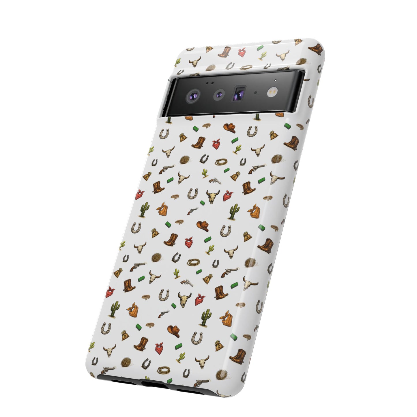 Western Pattern Phone Case — Cowboy Boots, Hats, Horseshoes & Cactus Tough Case