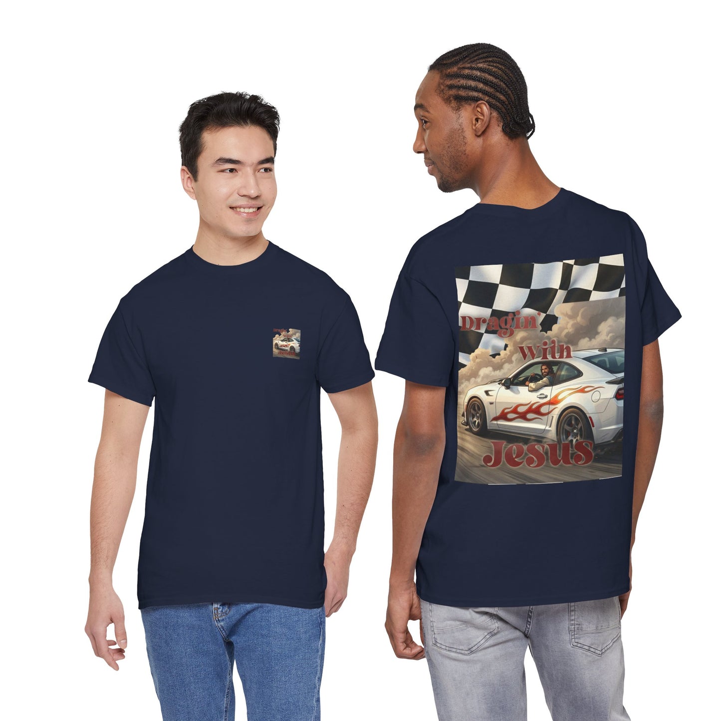 T-Shirt — "Dragin' With Jesus" Retro Racing Graphic Tee