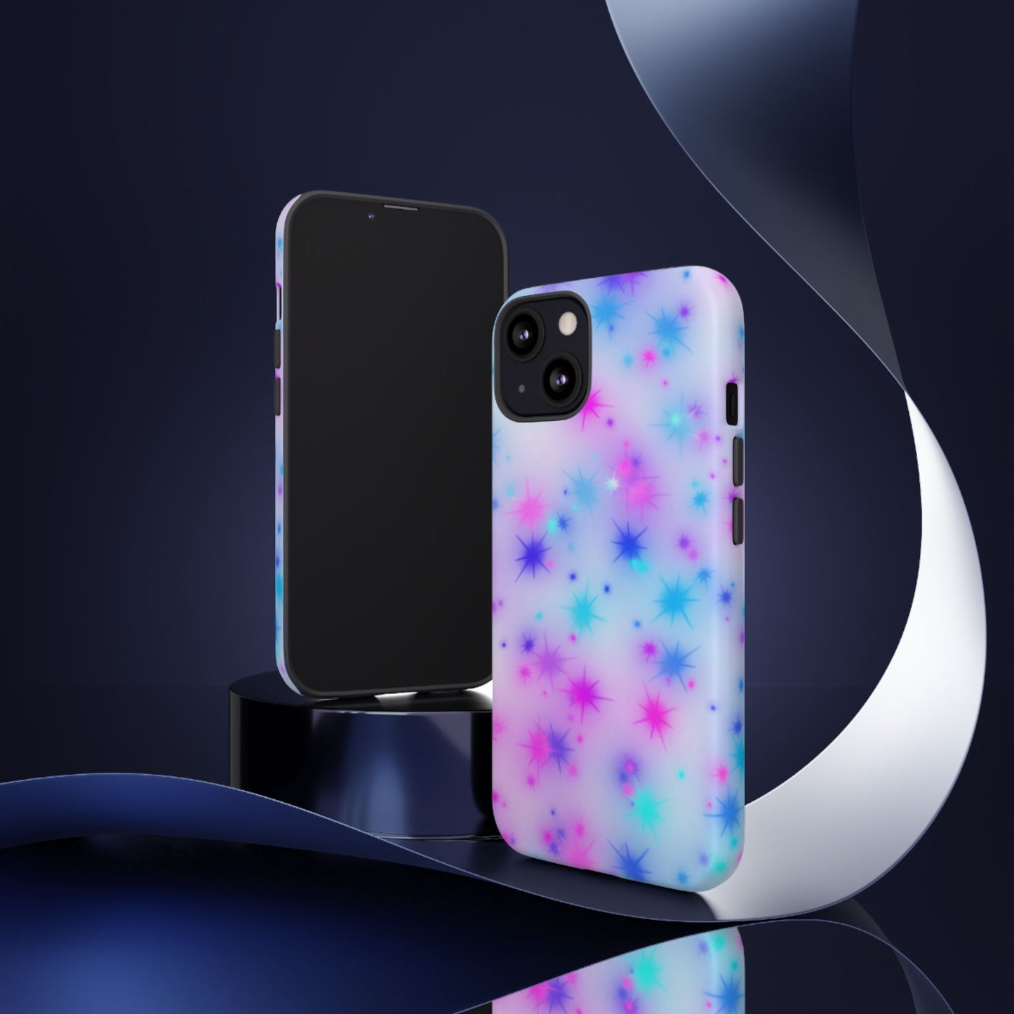 Galaxy Starburst Tough Phone Case — Pastel Pink & Blue Sparkle Protective Cover