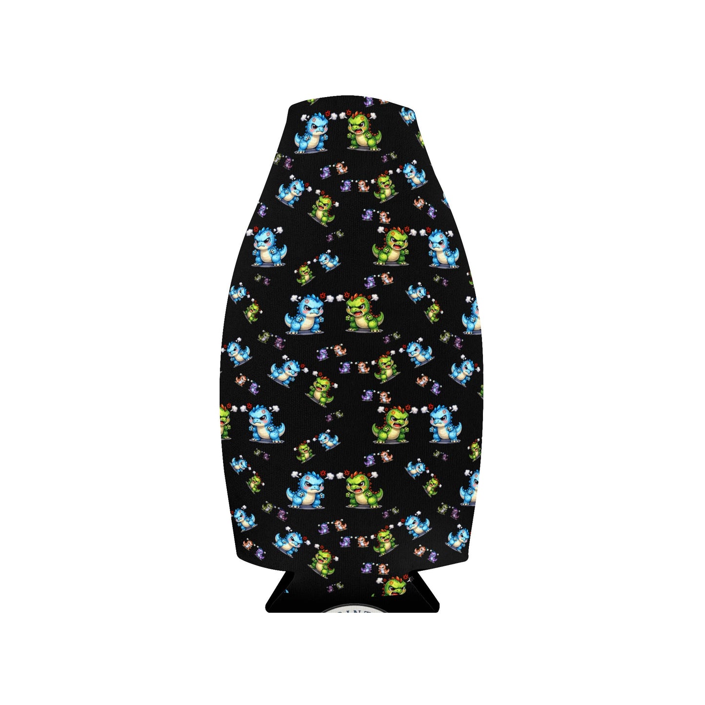 Bottle Cooler Sleeve — Cute Cartoon dinosaurs Zip-Up Insulated Koozie