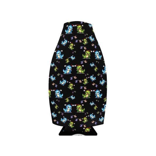 Bottle Cooler Sleeve — Cute Cartoon dinosaurs Zip-Up Insulated Koozie