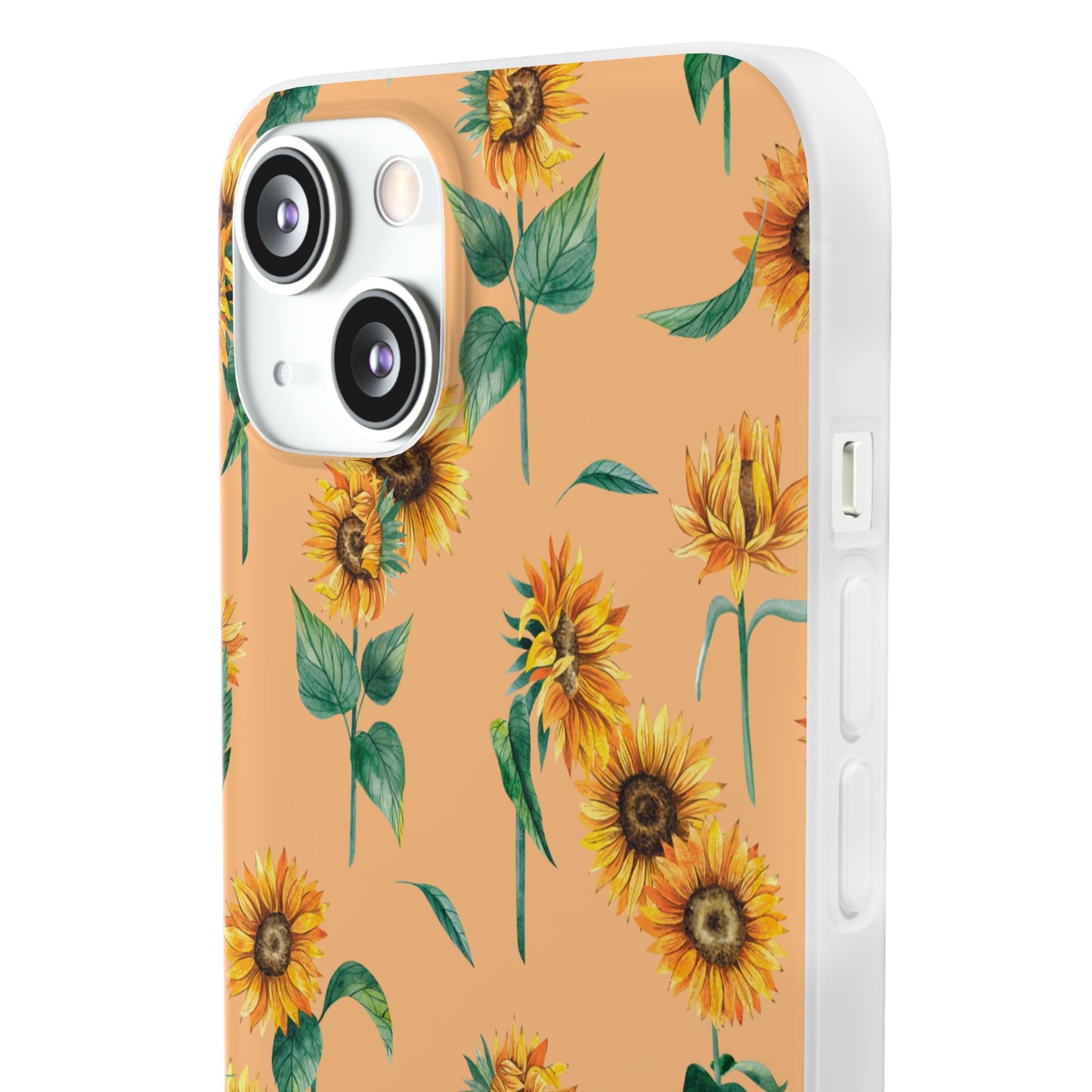 Sunflower Pattern Flexi Case — Floral Phone Case on Peach Background