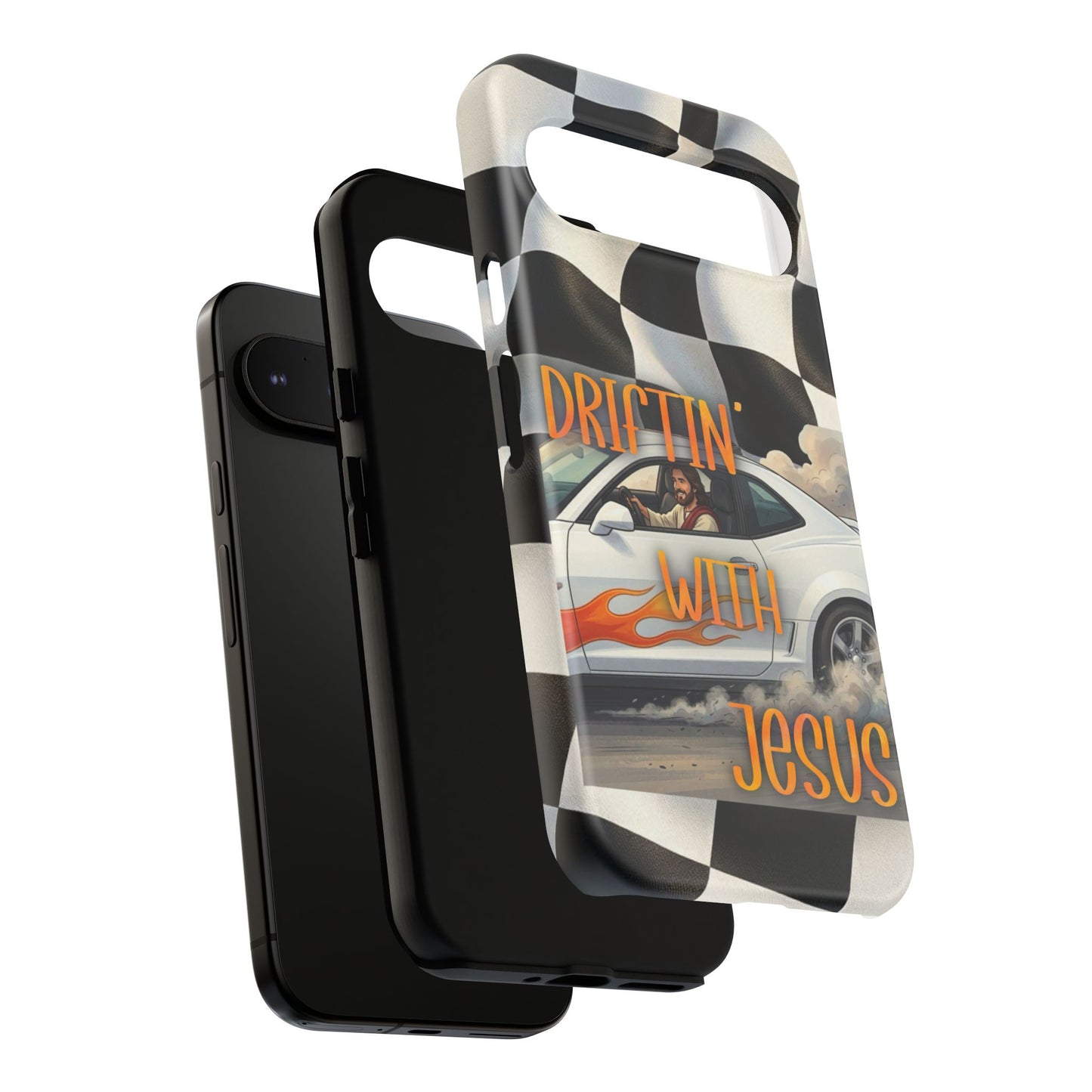 Phone Case — "Driftin' With Jesus" Racing Crosscheck Design - Samsung/ Google phones