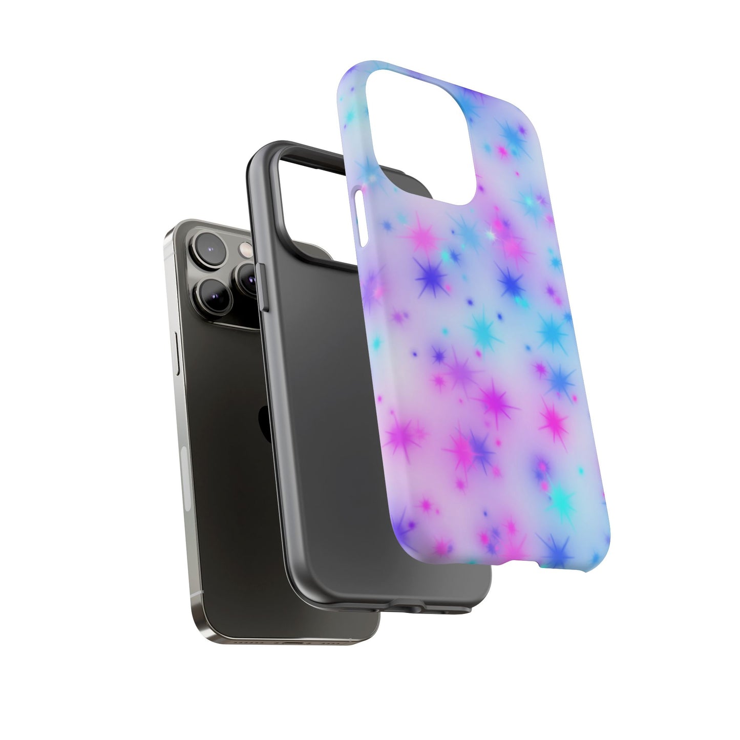 Galaxy Starburst Tough Phone Case — Pastel Pink & Blue Sparkle Protective Cover