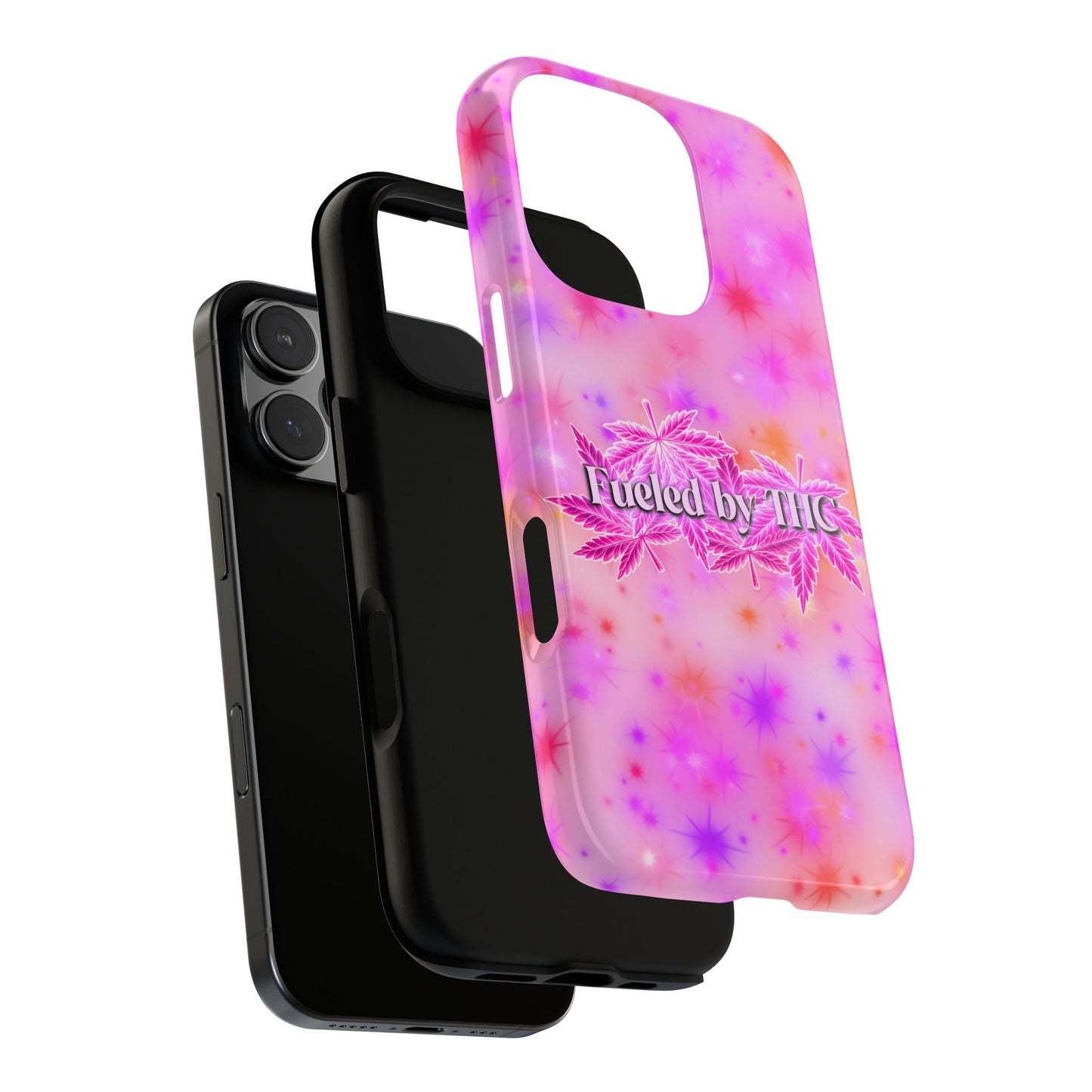 Fueled by THC Phone Case — Pink Cannabis Leaf Protective Case