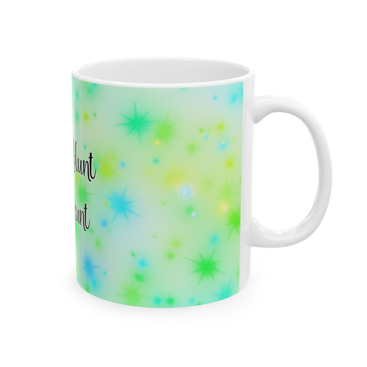 Ceramic Mug — "Smoke blunt Serve cunt" Colorful Starburst Graphic