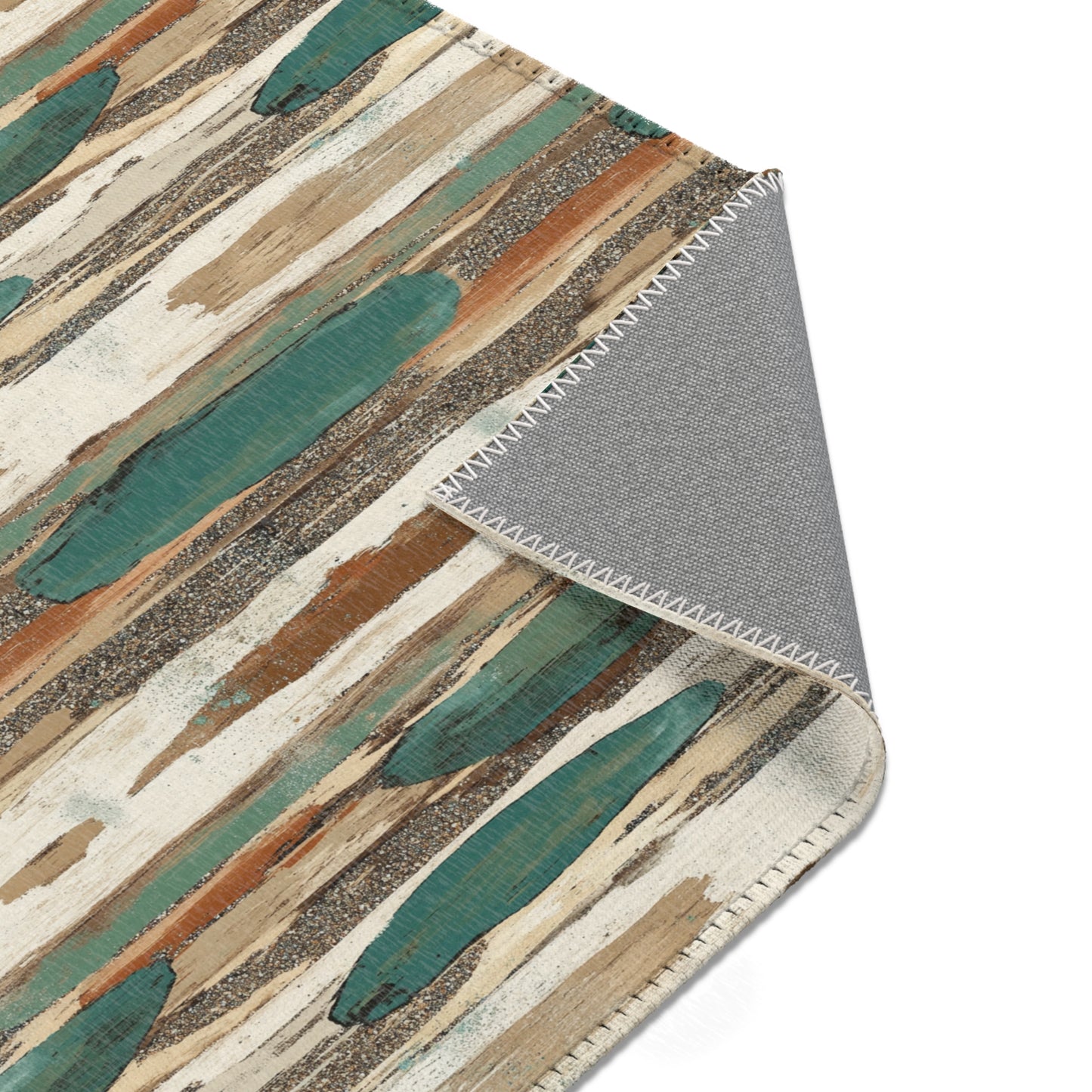 Boho Teal & Rust Brushstroke Area Rug