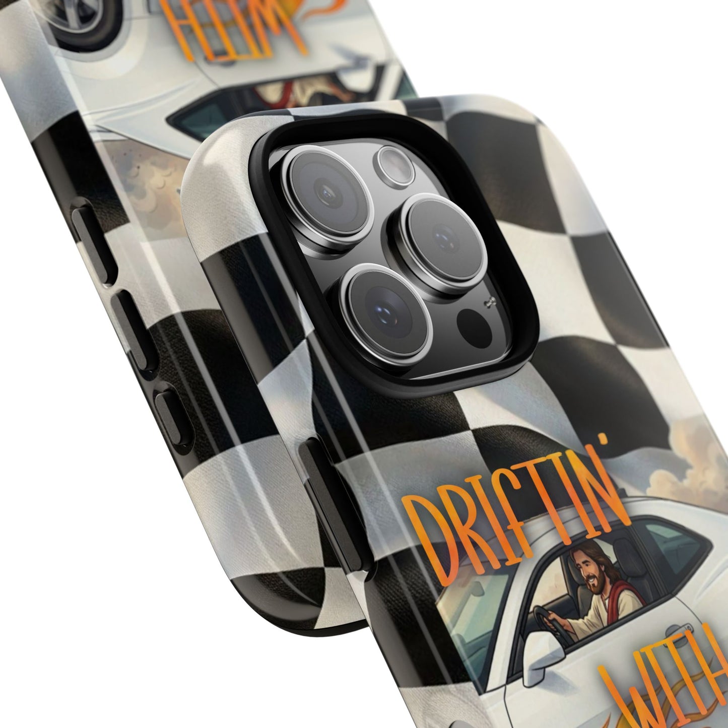 Phone Case — "Driftin' with Jesus" Racing Flag Design- iPhone