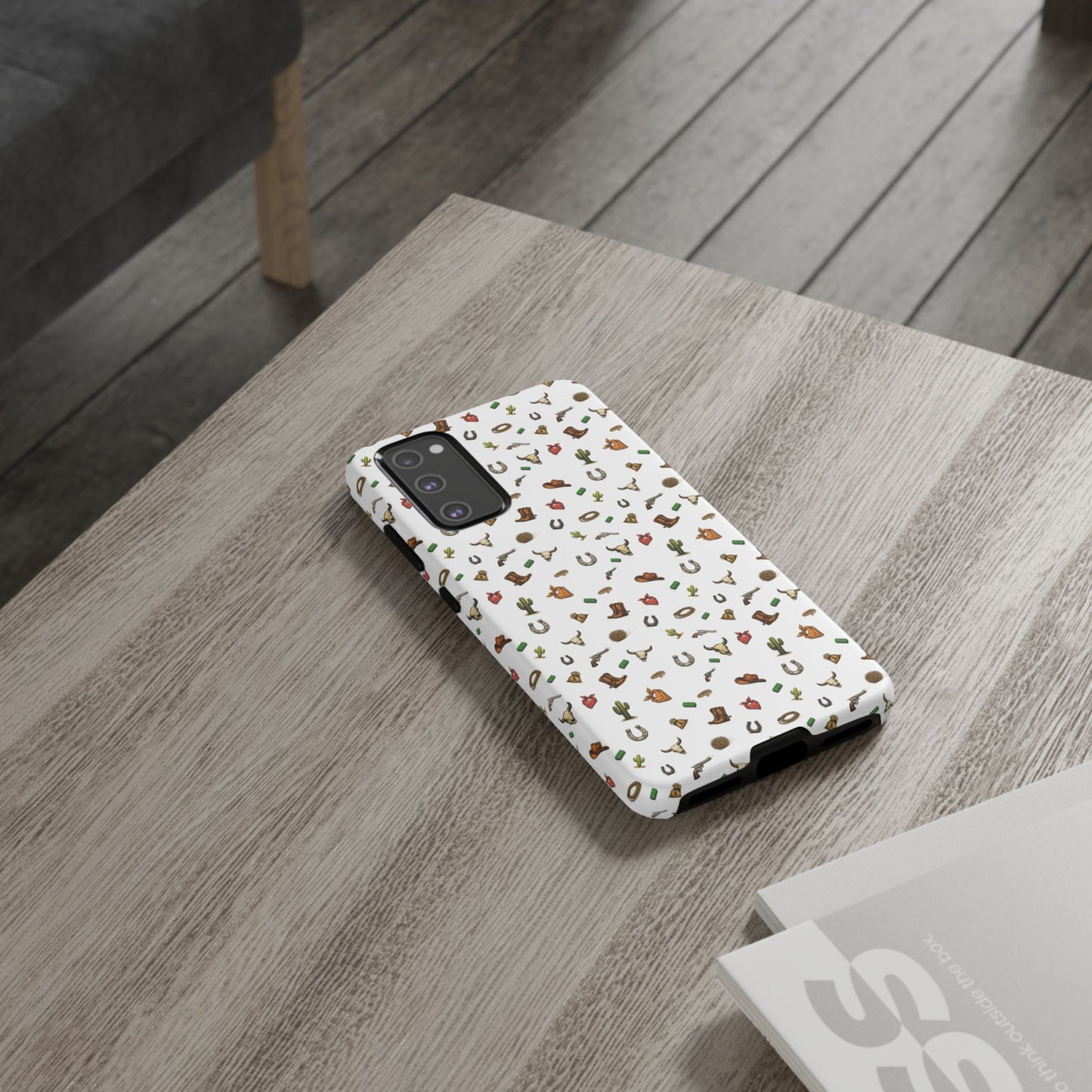 Western Pattern Phone Case — Cowboy Boots, Hats, Horseshoes & Cactus Tough Case