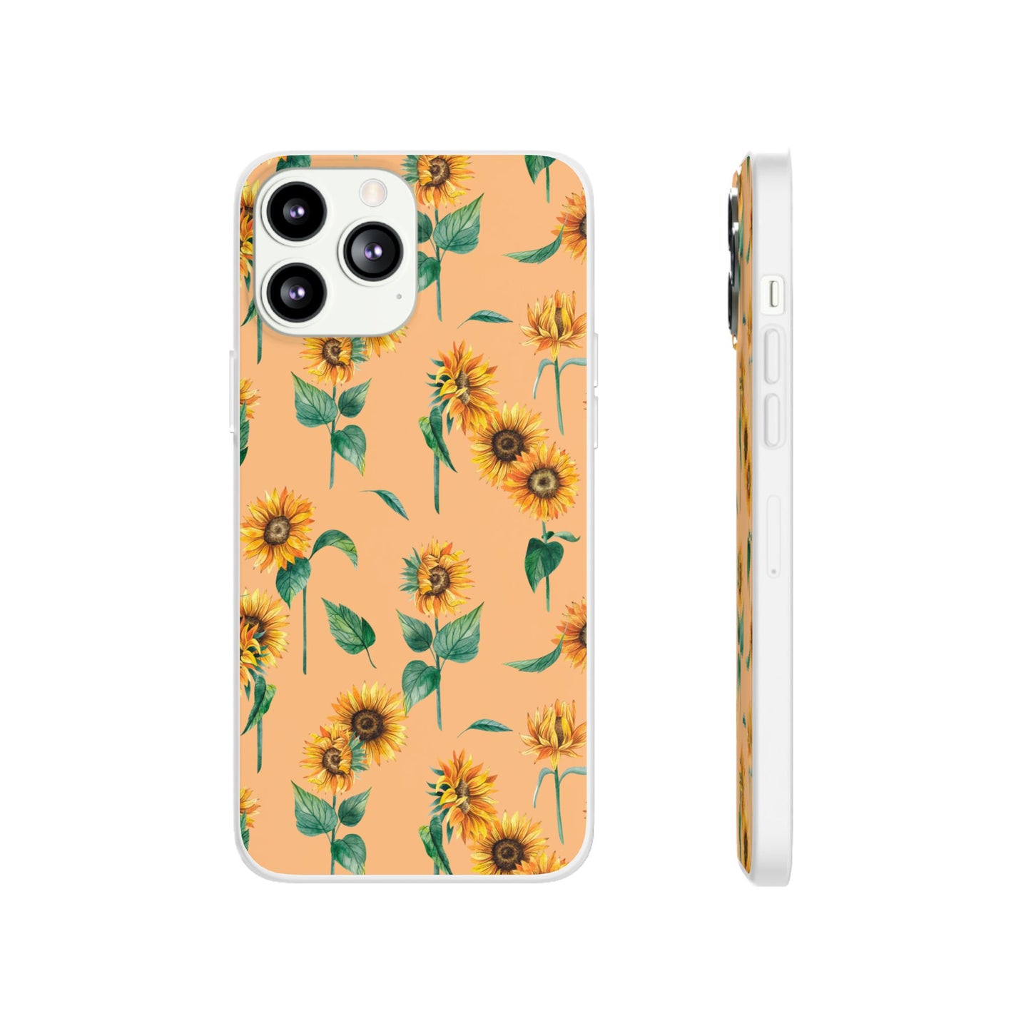 Sunflower Pattern Flexi Case — Floral Phone Case on Peach Background