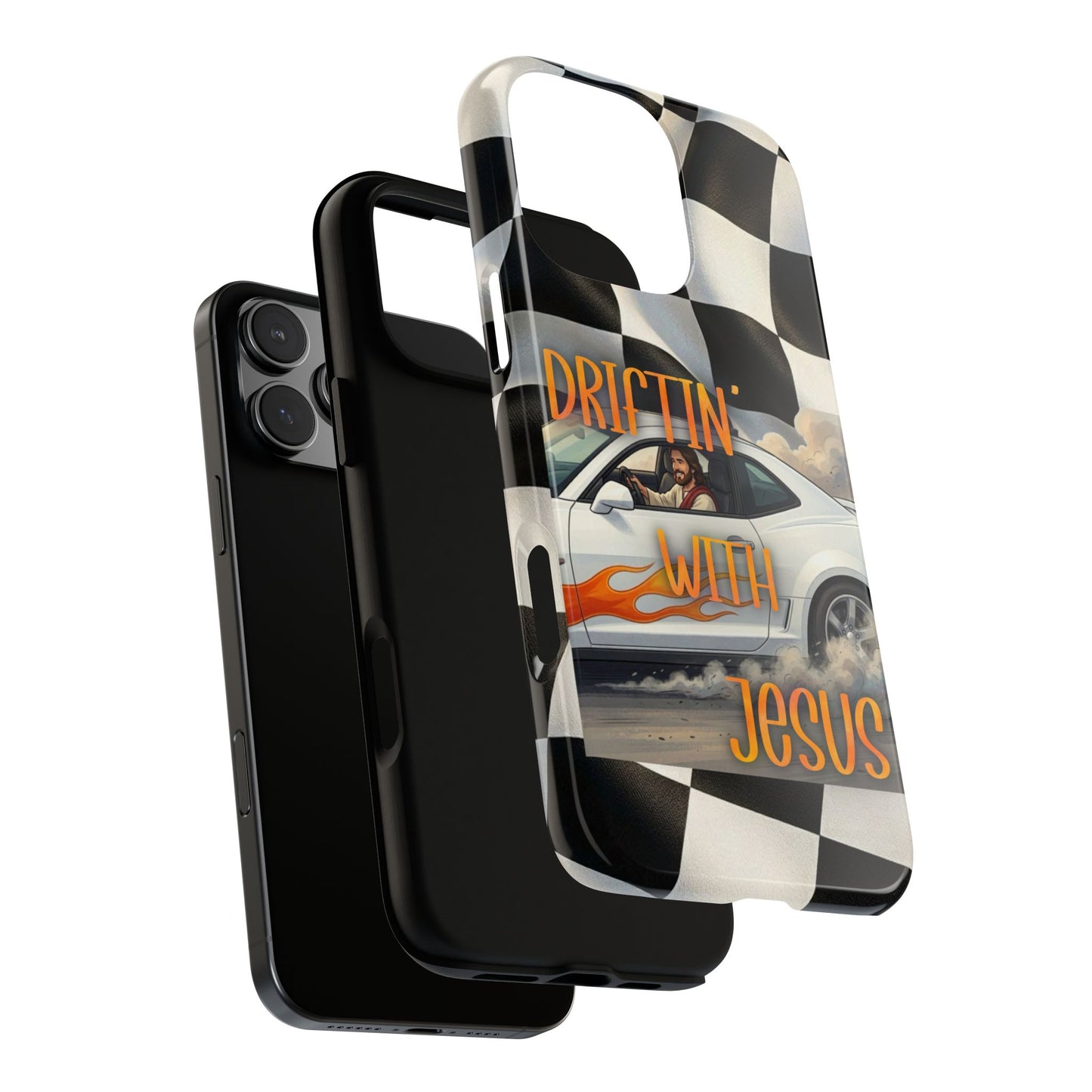 Phone Case — "Driftin' with Jesus" Racing Flag Design- iPhone