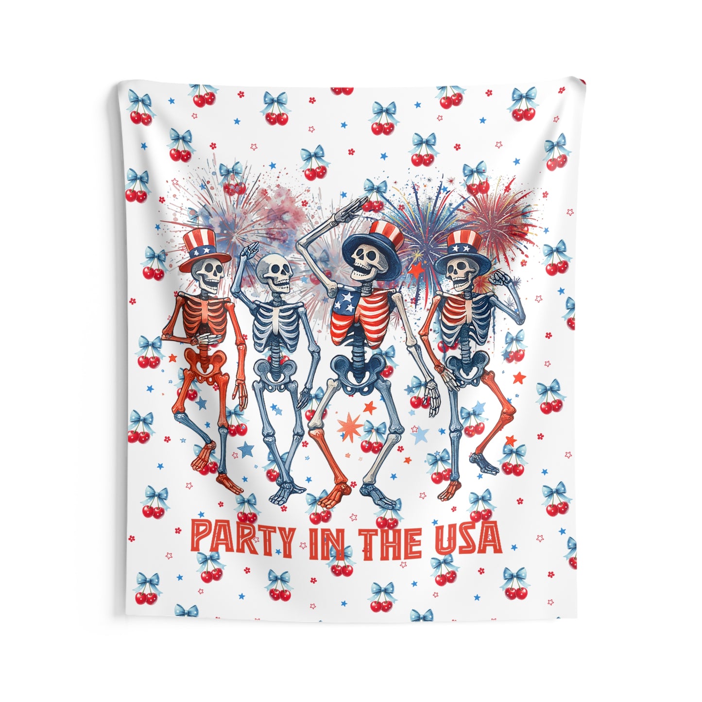Patriotic Skeletons Tapestry — "Party in the USA" 4th of July Wall Hanging