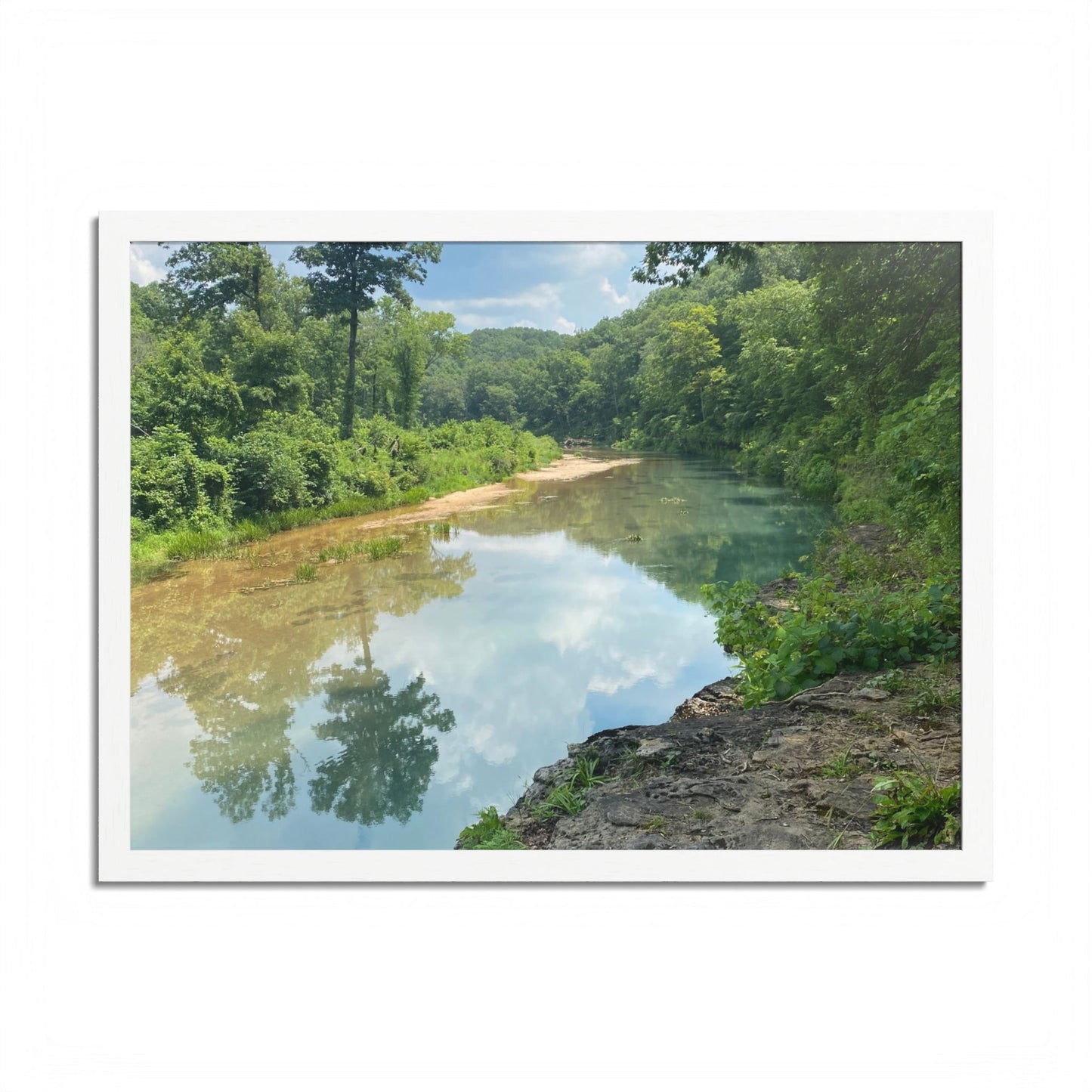 Framed Nature Poster — Serene River Landscape Wall Art