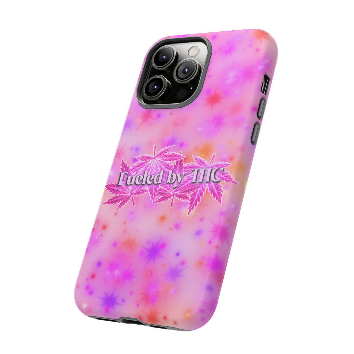 Fueled by THC Phone Case — Pink Cannabis Leaf Protective Case