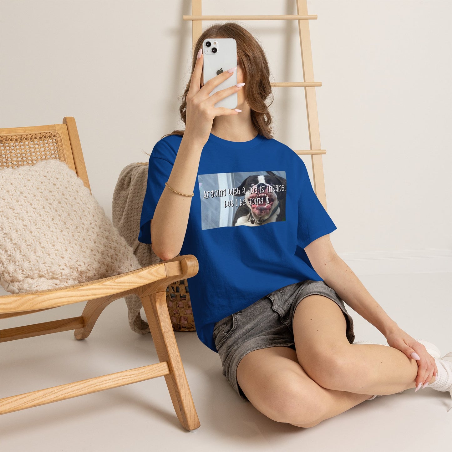 Funny Dog Meme T‑Shirt – “Arguing with a dog is insane but I be doin it” Graphic Tee