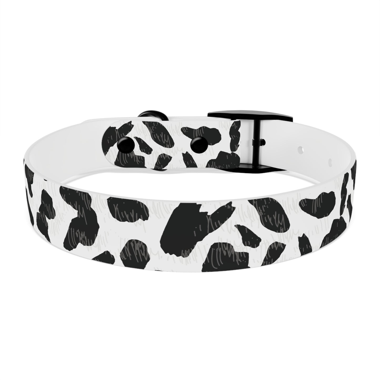 Cow Print Dog Collar — Black & White Spot Pattern