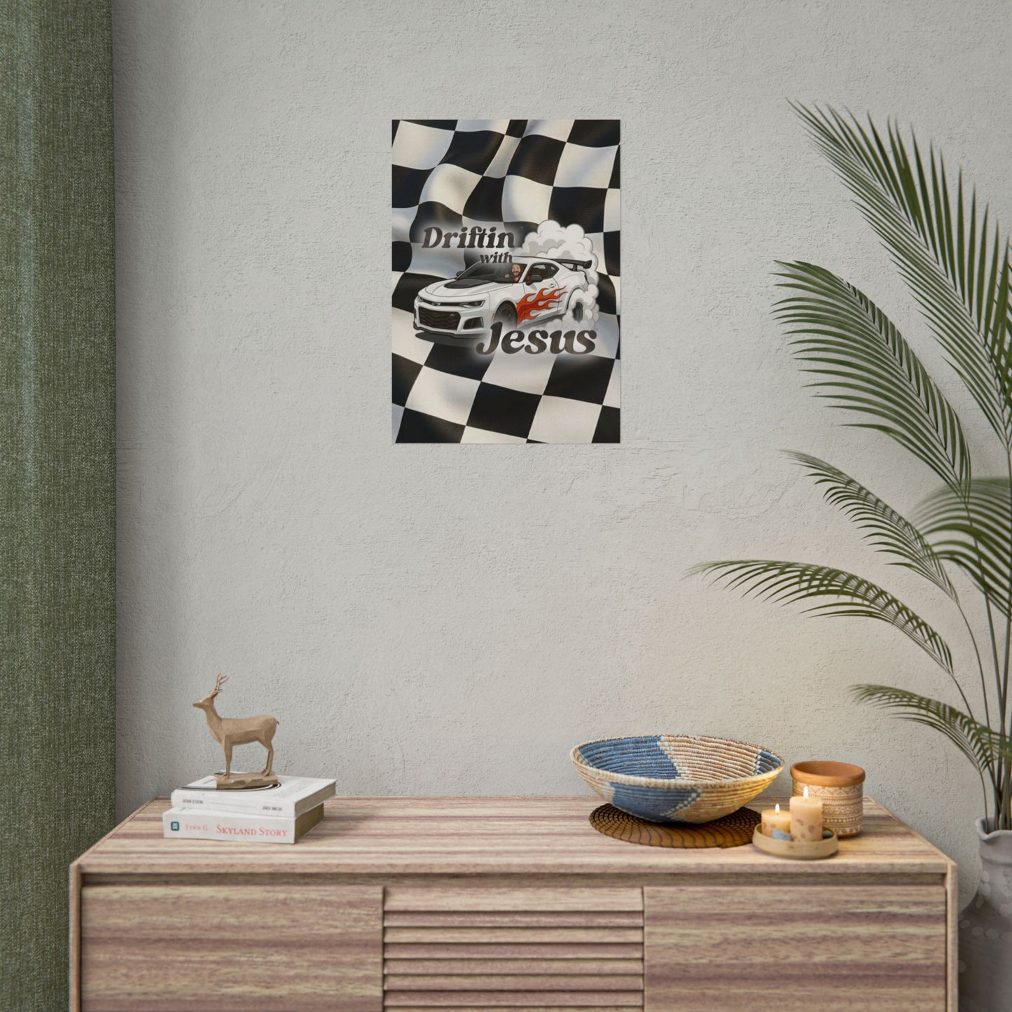 Rolled Poster — "Driftin' with Jesus" Racing Car Wall Art