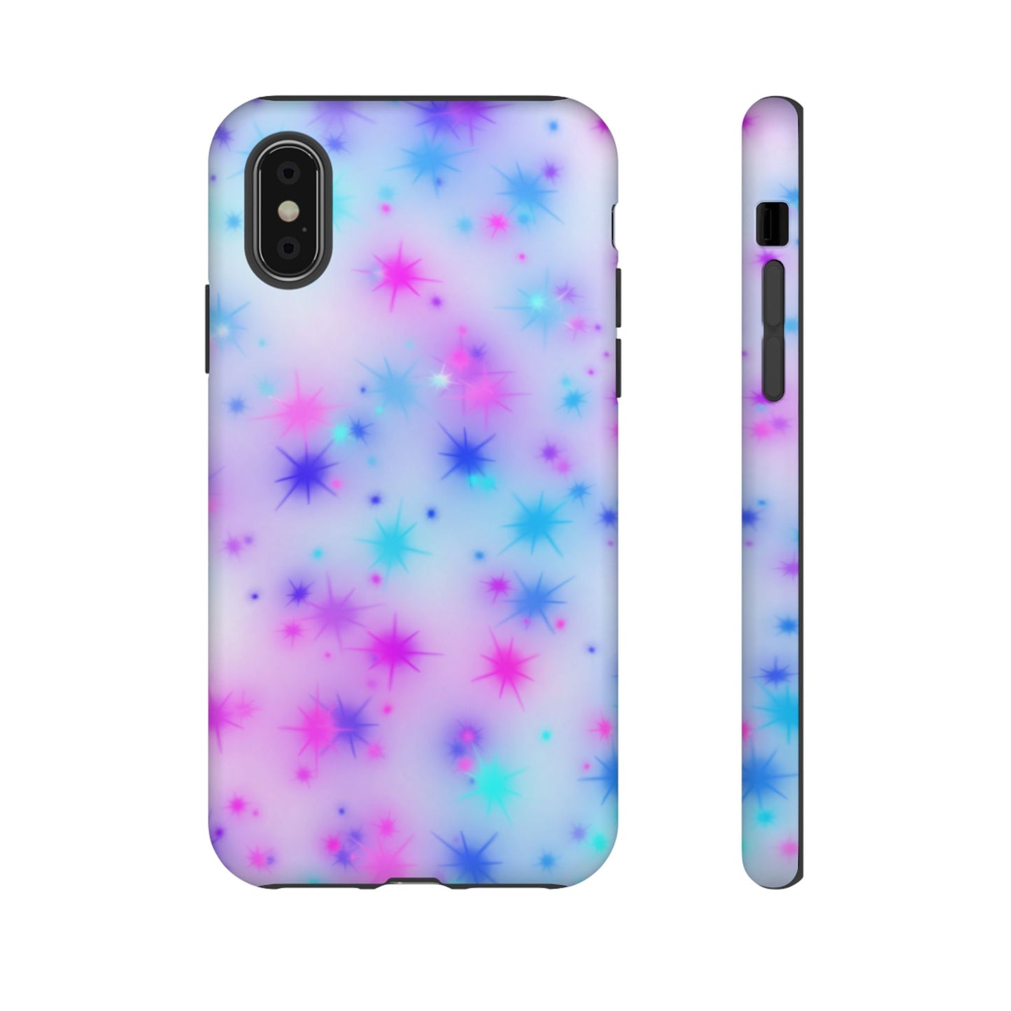 Galaxy Starburst Tough Phone Case — Pastel Pink & Blue Sparkle Protective Cover